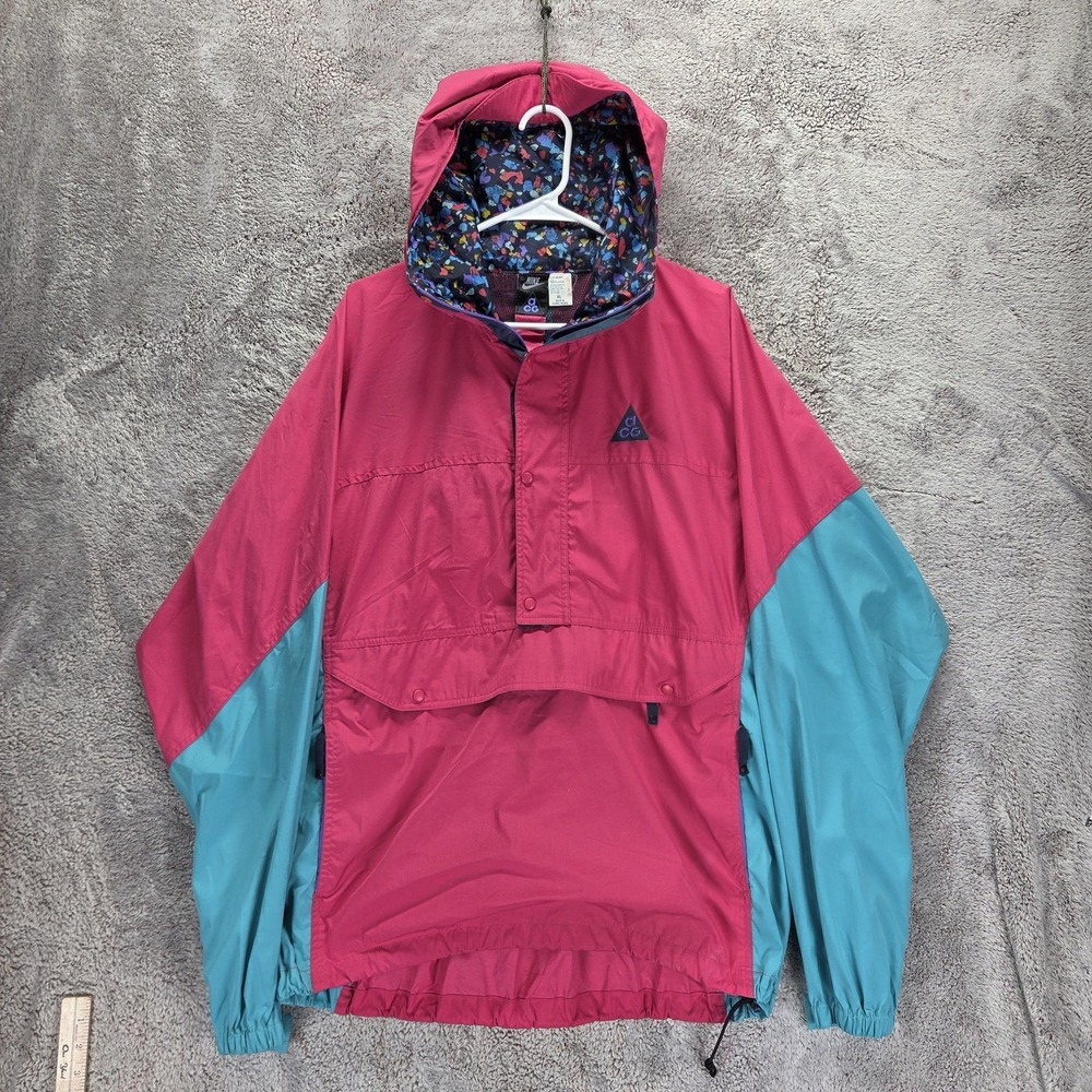 Vintage Nike ACG Jacket Mens XL Pink Teal Anorak Windbreaker Hong Kong 90s